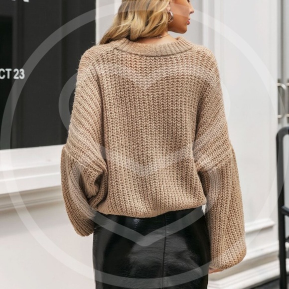 Loose fit oversized chunky knit sweater - LT BLUE - Picture 6 of 7